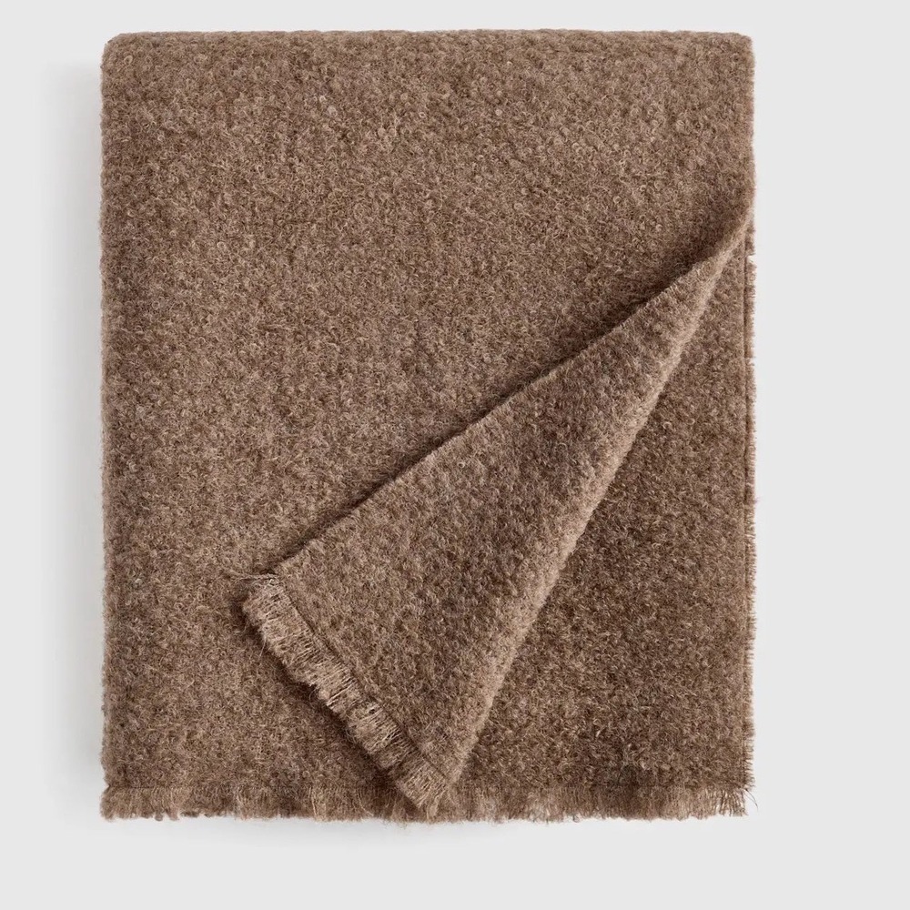 Quince Alpaca Boucle Throw Blanket Cocoa Brown 50x70 Luxury Home Cozy Decor NWT - Picture 2 of 7